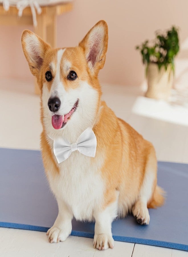 KOOLMOX Dog Bow Tie White, Formal Dog Bowtie with Adjustable Dog Collar for Medium and Large Dogs Cats Pets Wedding Christmas Birthday Party Holiday Homecoming Costumes, 1 Piece White - Image 3